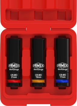 Preview: FAMEX 10807 Schlagschrauber Nüsse, Schoneinsätze, 17/19/21 mm Preview: FAMEX 10807 Schlagschrauber Nüsse, Schoneinsätze, 17/19/21 mm