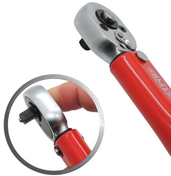 Preview: FAMEX 10878 Drehmomentschlüssel - 5-30 Nm - 6,3 mm (1/4-Zoll)-Antrieb,  für Messung in beiden Drehrichtungen Preview: Der Kopf des Drehmomentschlüssels