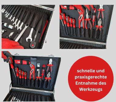 Preview: FAMEX 755-57 Werkzeugkoffer bestückt mit Werkzeug - 164-tlg. Preview: Werkzeugpalette bestückt mit Werkzeug