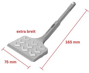 Preview: FAMEX 8342 Fliesenmeißel SDS-Plus 75x165mm, extra breit Preview: Fliesenmeißel mit SDS-Plus Aufnahme
